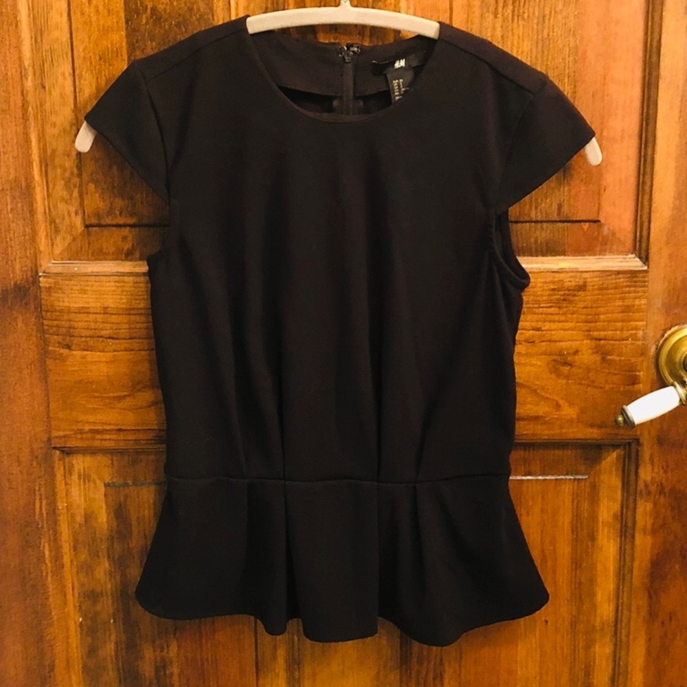 H&M Black Peplum Top Size 2